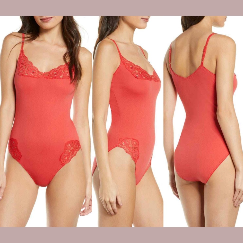 #3 ✨ NWT Free People Intimately‎ FP [ XS ] Side of Sass Lace Trim Bodysuit